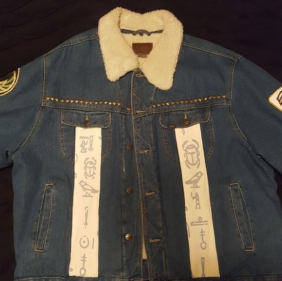 Studded Designer Egyptian Denim blue jean jacket - Picture 1 of 4